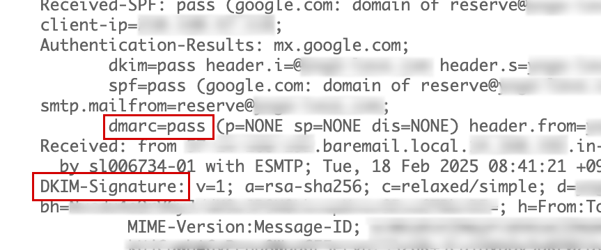 dmarc=passとDKIM-Signatureの表示例